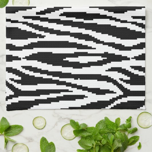 8-bits Pixel Zebra Print Design Patroon Theedoek (Gevouwen)