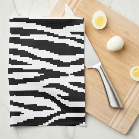 8-bits Pixel Zebra Print Design Patroon Theedoek (Quarter Fold)