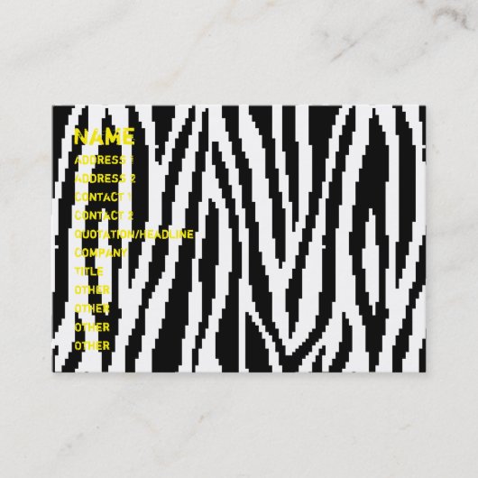8-bits Pixel Zebra Print Design Patroon Visitekaartje (Voorkant)