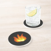 8-bits pixelbrand zandsteen onderzetter (Zijkant)