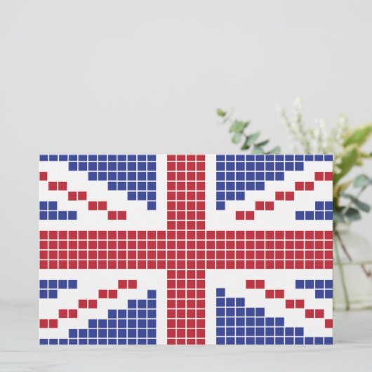 8-bits Pixels Union Jack British (UK)-vlag Briefpapier (Staand voorkant)