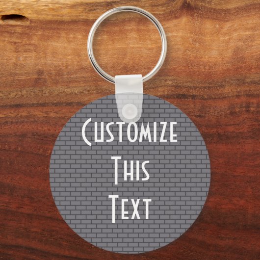 8-bits Retro Brick, grijs Sleutelhanger (Voorkant)