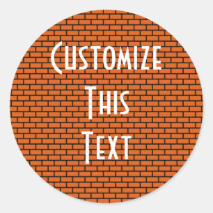 8-bits Retro Brick, Oranje Ronde Sticker