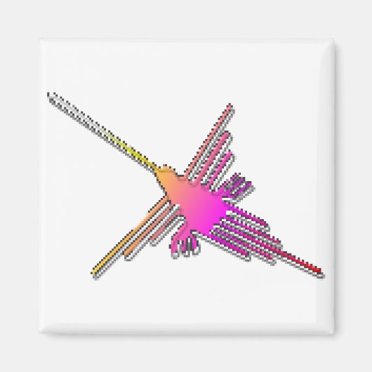 8-bits Retro Video Game Nazca Lines Hummingbird Magneet (Voorkant)