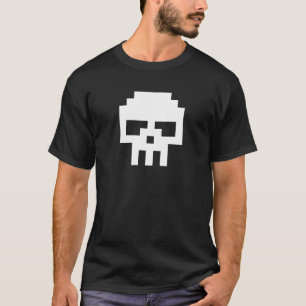 8-bits schedel met witte pixel t-shirt