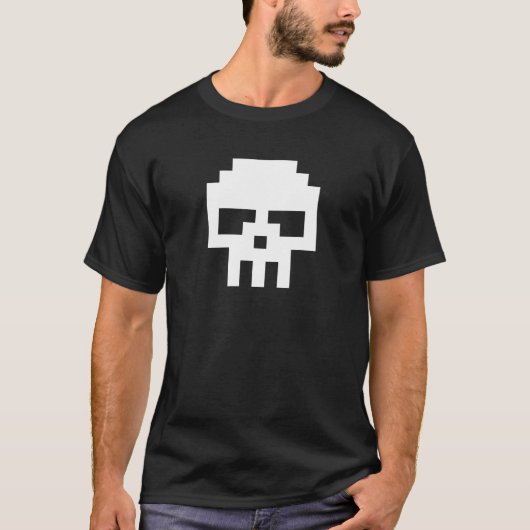 8-bits schedel met witte pixel t-shirt (Voorkant)