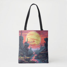 8-bits Sci Fi Planet Tote Bag