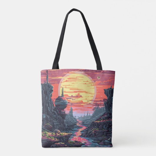 8-bits Sci Fi Planet Tote Bag (Achterkant)