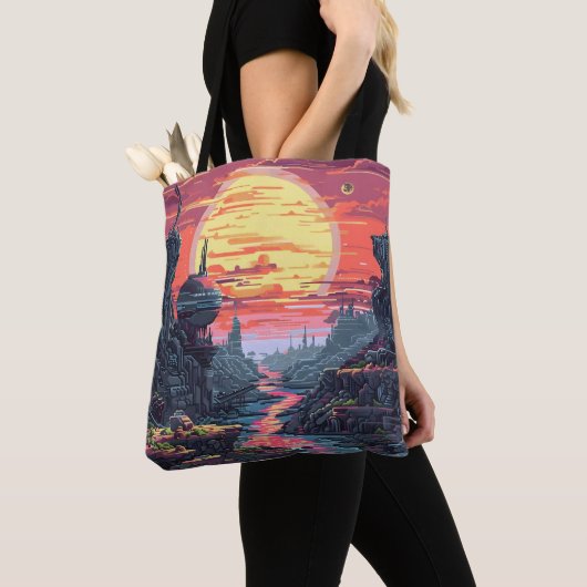8-bits Sci Fi Planet Tote Bag (Dichtbij)