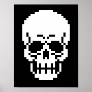 8-bits Skull Pixel Art Poster