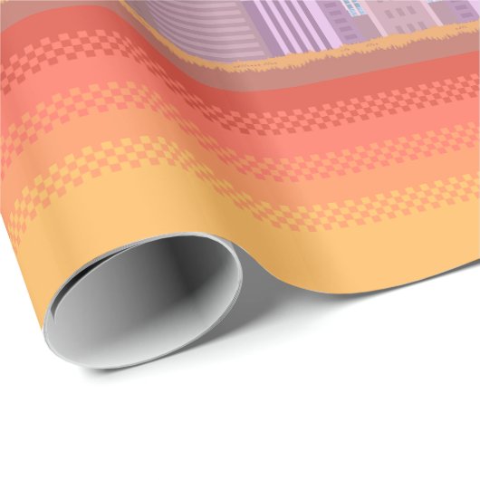 8-bits Skyline Cadeaupapier (Rol Hoek)