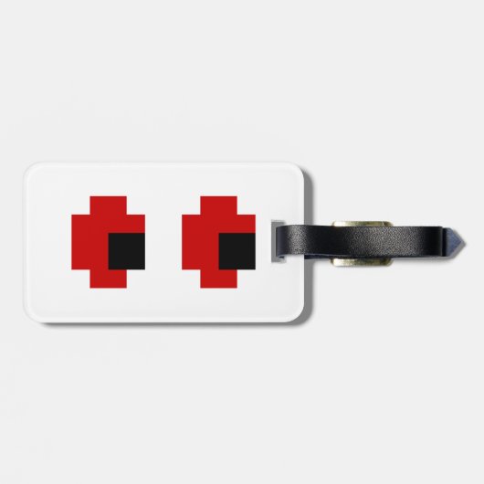 8-bits Spooky Red Eyes Bagagelabel (Achterkant horizontaal)