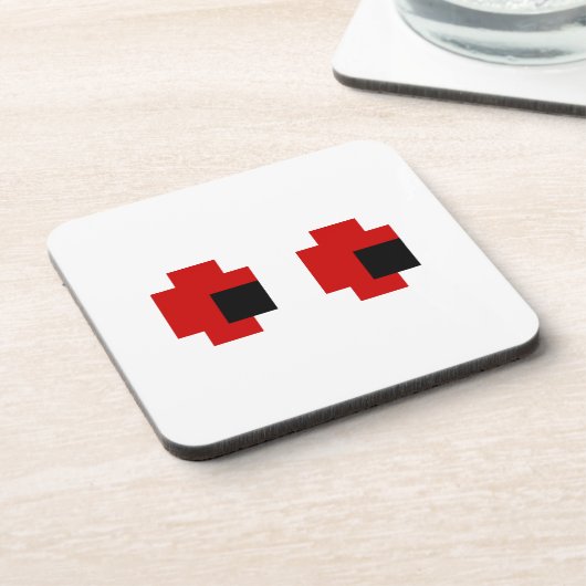 8-bits Spooky Red Eyes Bier Onderzetter (Linkerzijde)