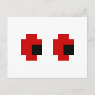 8-bits Spooky Red Eyes Briefkaart