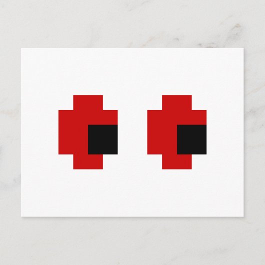 8-bits Spooky Red Eyes Briefkaart (Voorkant)