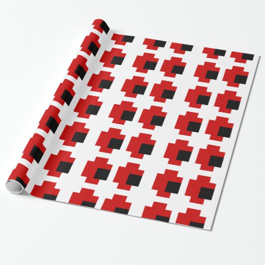 8-bits Spooky Red Eyes Cadeaupapier (Uitgerold)