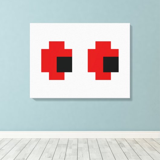 8-bits Spooky Red Eyes Canvas Afdruk (Insitu (Houten vloer))
