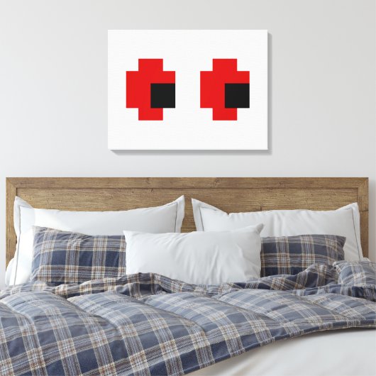 8-bits Spooky Red Eyes Canvas Afdruk (Insitu (Slaapkamer))