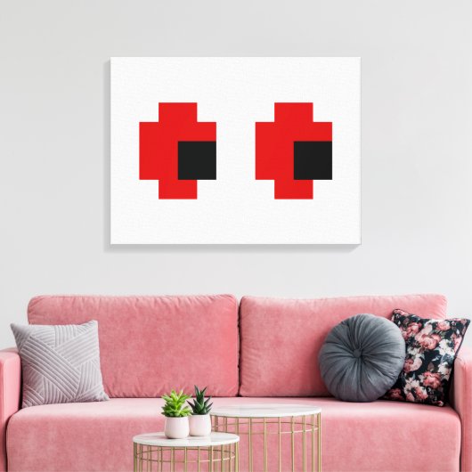 8-bits Spooky Red Eyes Canvas Afdruk (Insitu (Woonkamer))