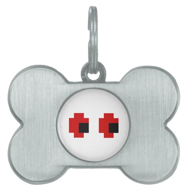 8-bits Spooky Red Eyes Huisdieren Naamplaatje (voorkant)