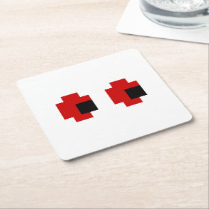 8-bits Spooky Red Eyes Kartonnen Onderzetters