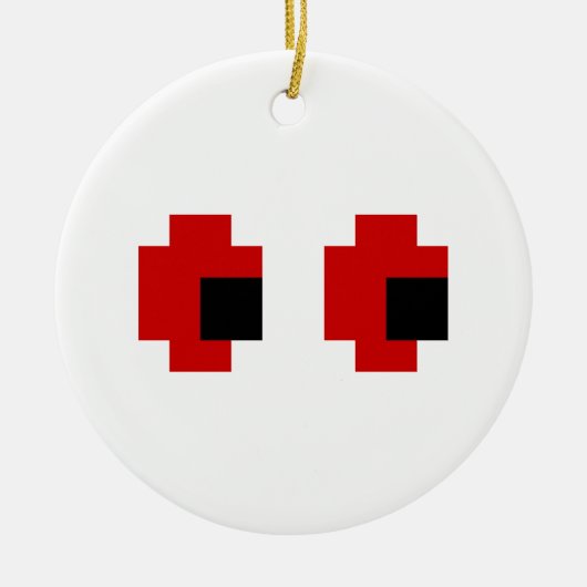 8-bits Spooky Red Eyes Keramisch Ornament (Voorkant)