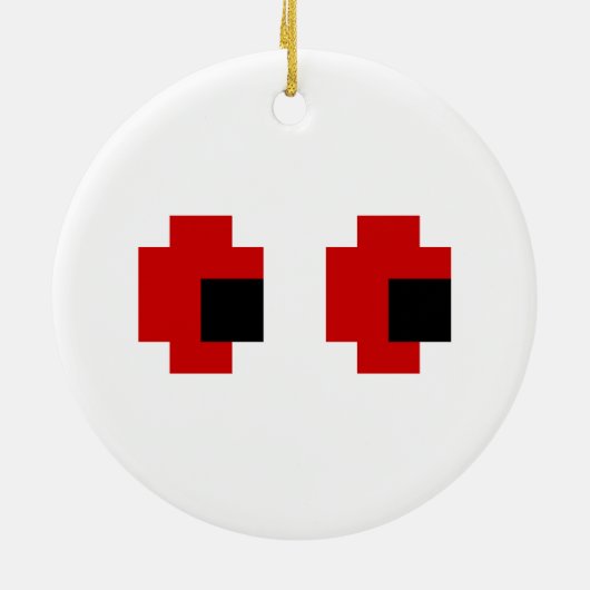 8-bits Spooky Red Eyes Keramisch Ornament (Achterkant)