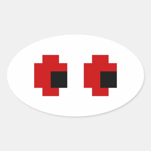 8-bits Spooky Red Eyes Ovale Sticker (Voorkant)