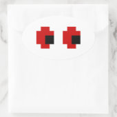 8-bits Spooky Red Eyes Ovale Sticker (Tas)