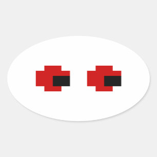 8-bits Spooky Red Eyes Ovale Sticker