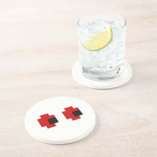 8-bits Spooky Red Eyes Zandsteen Onderzetter