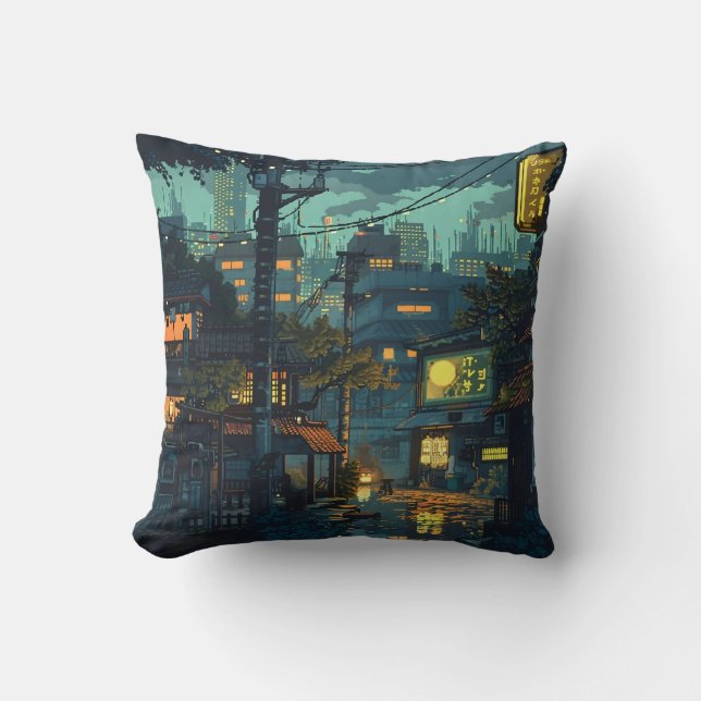 8-bits stille stad kussen (Voorkant)