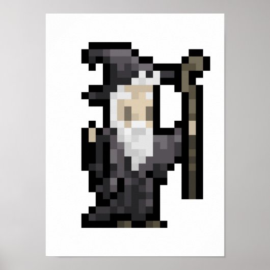 8-bits tovenaar Spell Casting Pixel Art Poster (Voorkant)