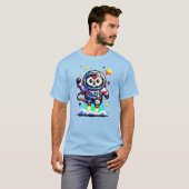 8-bits Uil Astronaut - Retro Pixel Space Explorer T-shirt (Voorkant volledig)