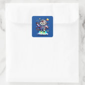 8-bits Uil Astronaut - Retro Pixel Space Explorer Vierkante Sticker (Tas)