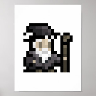 8-bits wizard 16x16 Sprite Pixel Art Poster