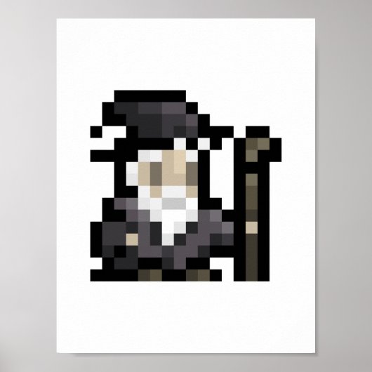 8-bits wizard 16x16 Sprite Pixel Art Poster (Voorkant)