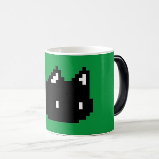 8-bits zwarte kat groene Mok (Voorkant rechts)