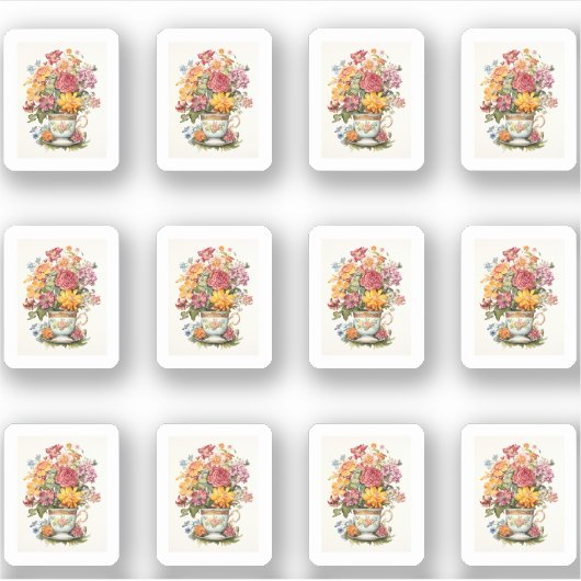 8 Bloemenbeker Sticker (Voorkant)