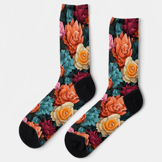 #8 Bloemenpatroon Crew Sokken (Links)