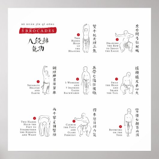 8 Brocades Ba Duan Jin QiGong Poster (Voorkant)