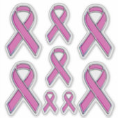 8 Chrome Style Print Roze Lint Awareness Sticker (Voorkant)