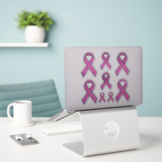 8 Chrome Style Print Roze Lint Awareness Sticker (Laptop op bureau)