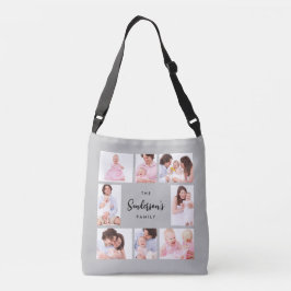 8-delige familiefoto in grijze lijst crossbody tas