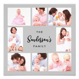 8-delige familiefoto in grijze lijst foto afdruk