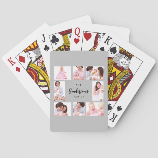 8-delige familiefoto in grijze lijst pokerkaarten (Achterkant)