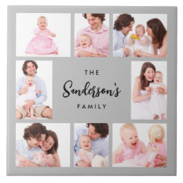 8-delige familiefoto in grijze lijst tegeltje