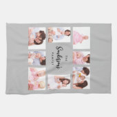 8-delige familiefoto in grijze lijst theedoek (Horizontaal)