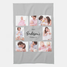 8-delige familiefoto in grijze lijst theedoek