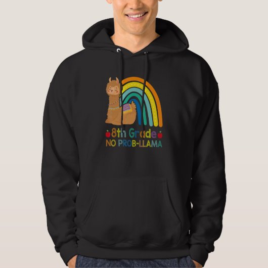 8 ^ e graad geen prob llama llama apparel eerste d hoodie (Voorkant)